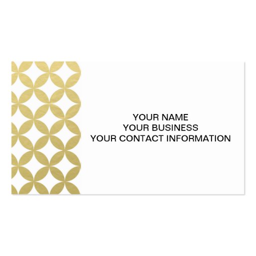 Gold Foil White Diamond Circle Pattern Business Card (front side)