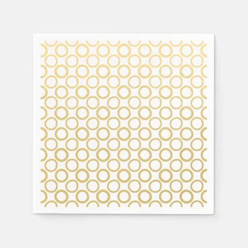 Gold Foil White Polka Dots Pattern Disposable Napkins
