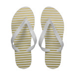 Gold Foil White Stripes Pattern Flip-Flops