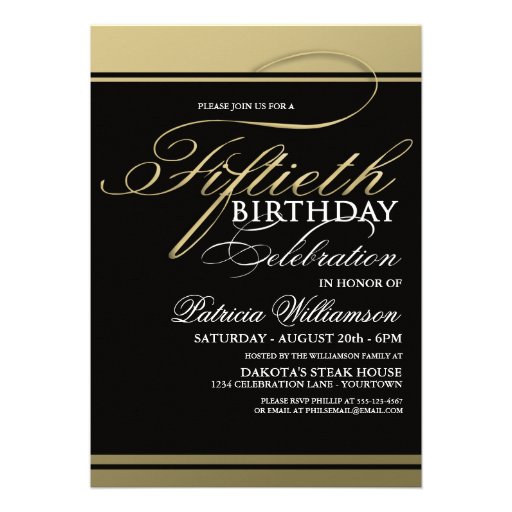 Gold Formal 50th Birthday Invitations 5" X 7" Invitation Card | Zazzle