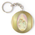 GOLD FRAME & ANGELS by SHARON SHARPE Keychains