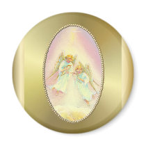 GOLD FRAME & ANGELS by SHARON SHARPE Refrigerator Magnets