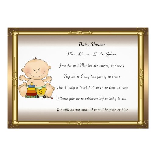 Gold Frame  Baby Shower Party gold Personalized Invitation