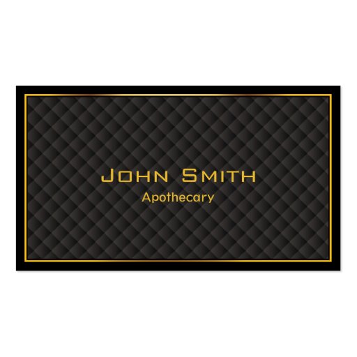 Gold Frame Diamond Grids Apothecary Business Card (front side)