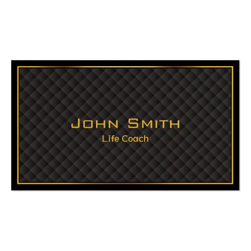 Gold Frame Diamond Grids Life Coach Business Card (front side)