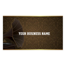 Gold Frame Music Studio Damask Business Card