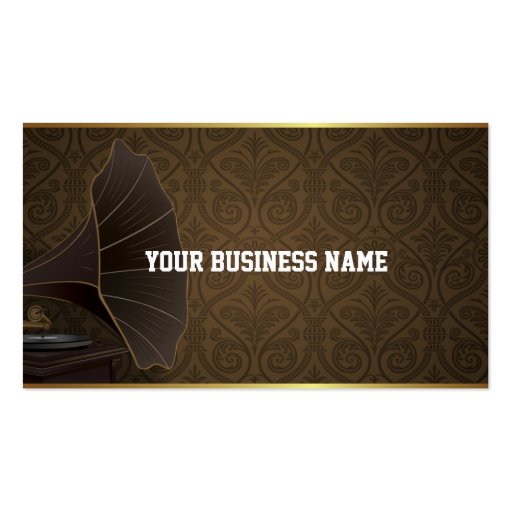 Gold Frame Music Studio Damask Business Card (front side)