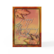 Gold framed fall leafs-Thanksgiving cards