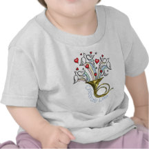 Gold French Horn, Doves, Hearts, Celebrate Life Tee Shirts