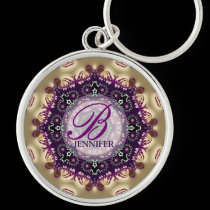 Gold Geometric Tapestry Monogram Keychain keychains