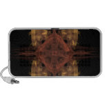 Gold Gingham and Red Medallion Fractal Art iPod Speakers