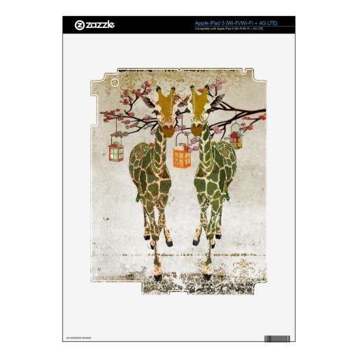 Gold Giraffes Cherry Blossom  iPad  Skin iPad 3 Skin