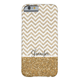 Gold Glam Faux Glitter Chevron Barely There iPhone 6 Case