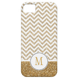 Gold Glam Faux Glitter Chevron iPhone 5 Cases