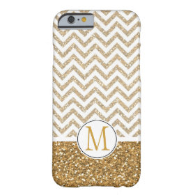 Gold Glam Faux Glitter Chevron Monogram Barely There iPhone 6 Case