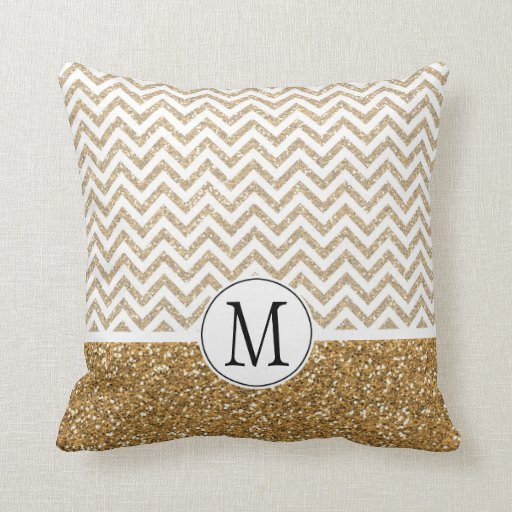 Gold Glam Faux Glitter Chevron Throw Pillow Zazzle