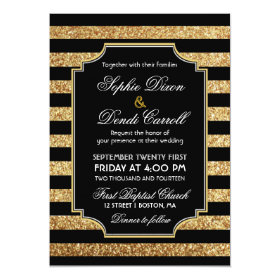 Gold Glitter Art Deco 1920s Wedding Invitation