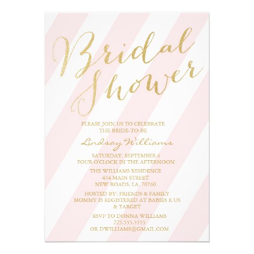Gold Glitter Bridal Shower Invitations