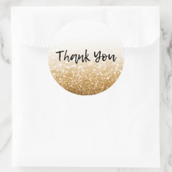 Gold Glitter Calligraphy Thank You Classic Round Sticker Zazzle