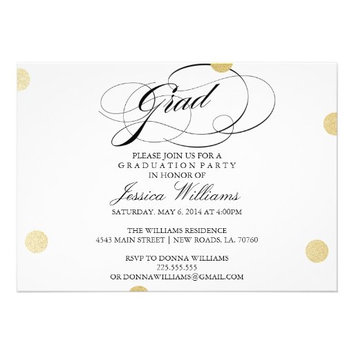 Gold Glitter Chevron Graduation Invitations