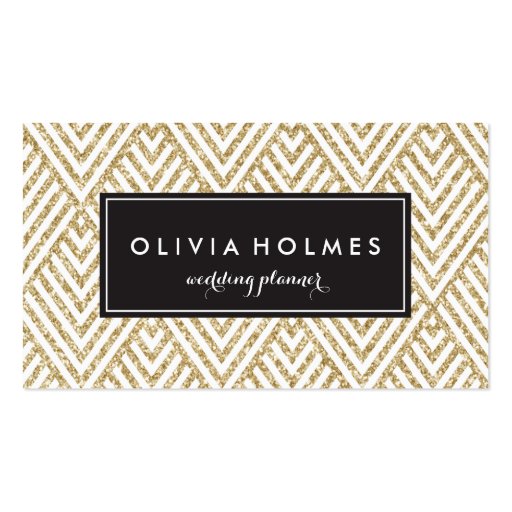 Gold Glitter Chevron Pattern Business Card (front side)