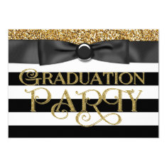  Gold Glitter Class of 2015 Graduation 4.5x6.25 Paper Invitation Card