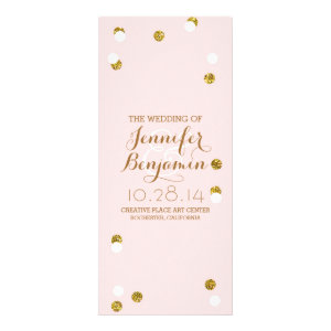 gold glitter confetti blush wedding programs rack card design