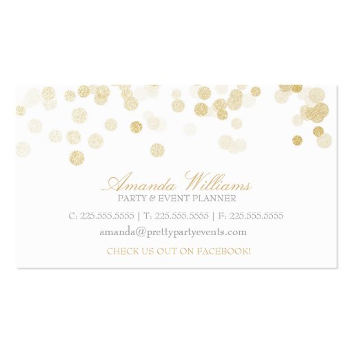 Gold Glitter Confetti Business Card Templates (front side)
