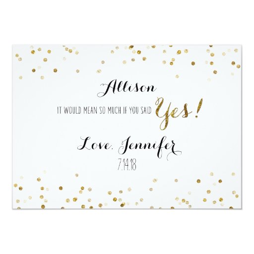 Gold Glitter Confetti Will you be my Bridesmaid Cards