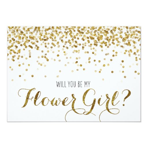 Gold Glitter Confetti Will you be my Flower Girl Card