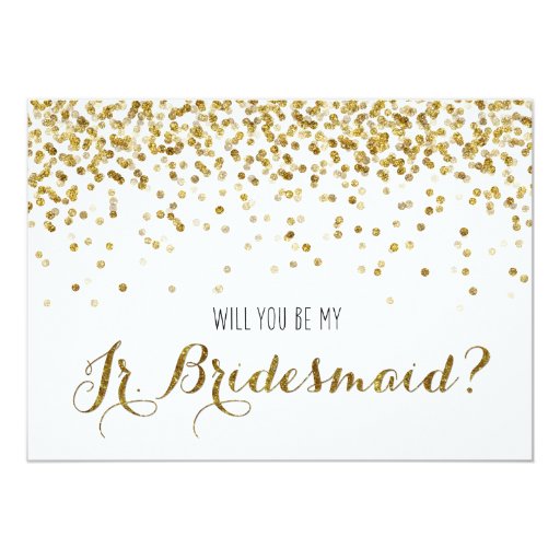 Gold Glitter Confetti Will you be my Jr Bridesmaid Cards