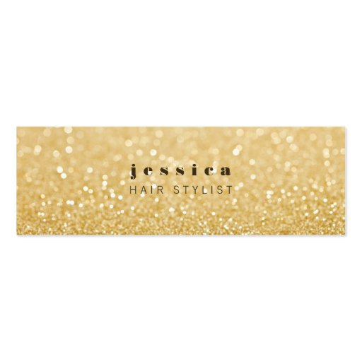 Gold Glitter Contemporary Hair Stylist Skinny Card Business Card (front side)