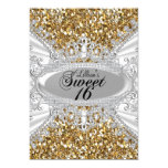 Gold Glitter & Diamond Tiara Sweet 16 Invite