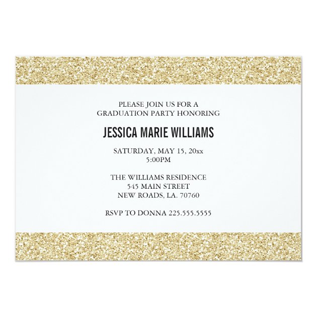 Gold Glitter Graduation Party Invitations