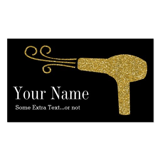 Gold Glitter Hairdresser Salon Black Business Card (front side)