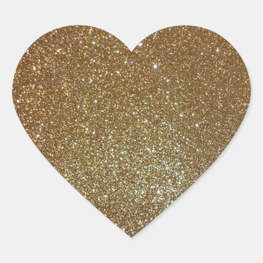 Gold Glitter Heart Sticker Zazzle