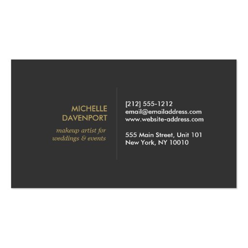 GOLD GLITTER II BEAUTY, MAKEUP ARTIST, SALON BUSINESS CARD TEMPLATE (back side)