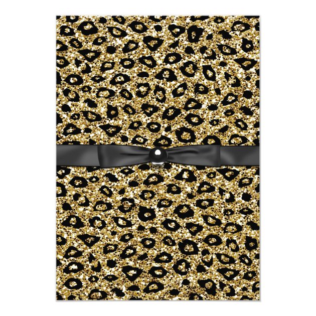 Gold Glitter Leopard Graduation Announcement