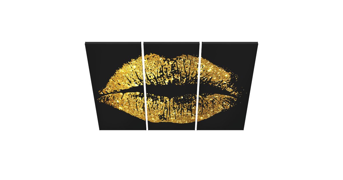 Gold Glitter Lips Canvas Print Zazzle