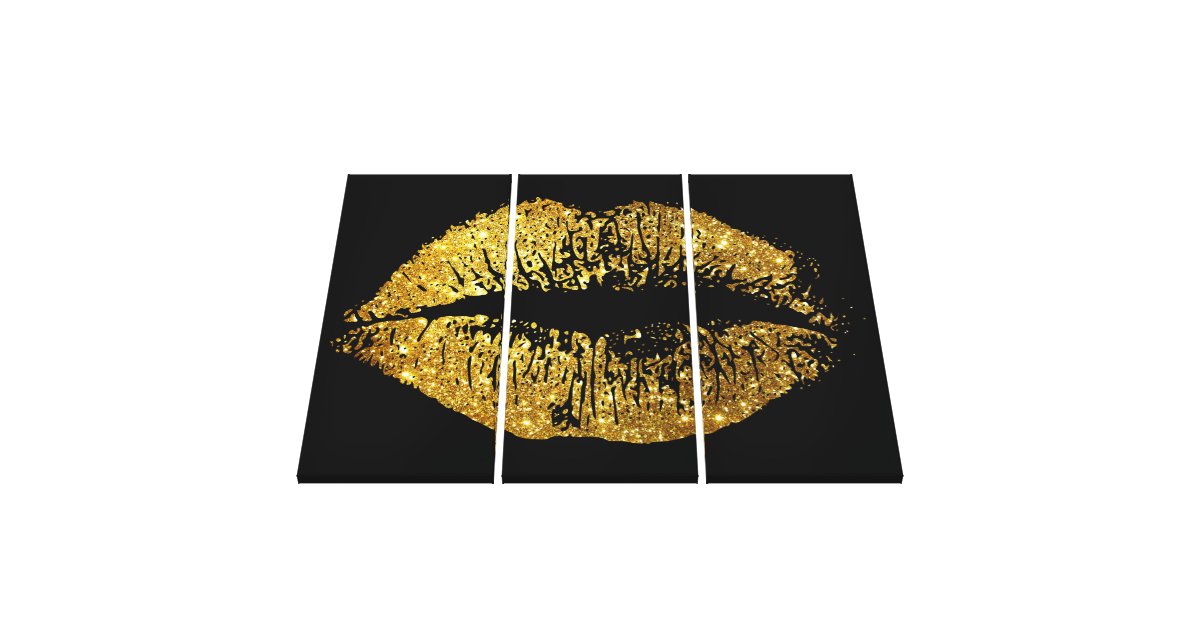 Gold Glitter Lips Canvas Print Zazzle