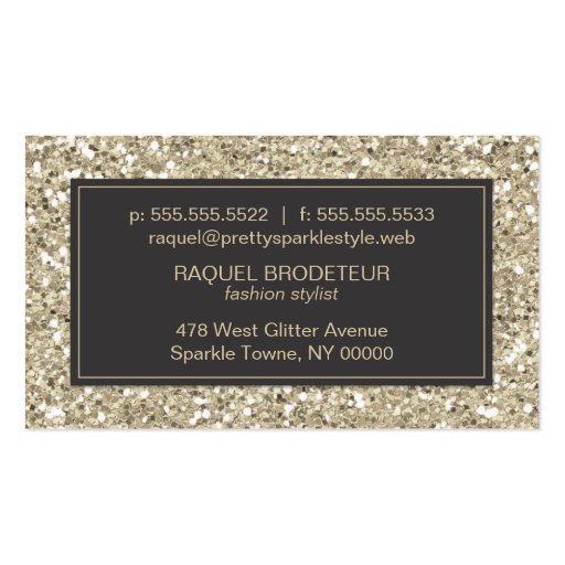 Gold Glitter Look Business Card (back side)