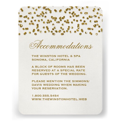 Gold Glitter Look Confetti Wedding Insert Card
