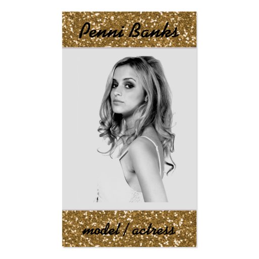 Gold Glitter Model Actress Singer Business Cards (front side)