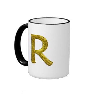 Gold Glitter Monogram R mug