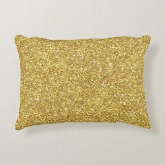 Gold Glitter Pattern Texture Accent Pillow