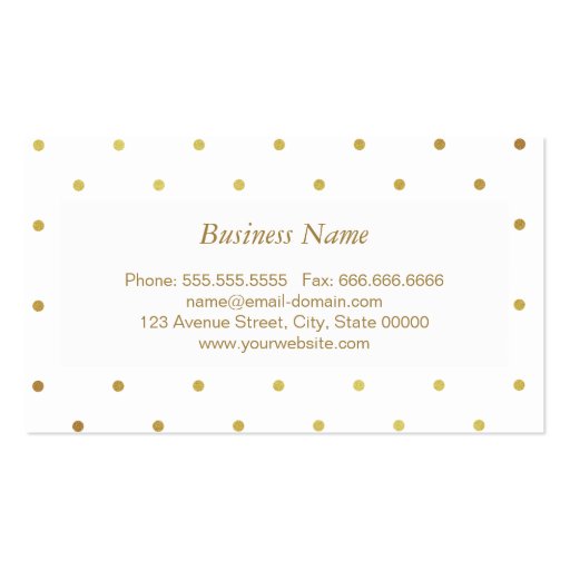 Gold Glitter Polka Dots - Stylish Beauty Pink Business Card Templates (back side)