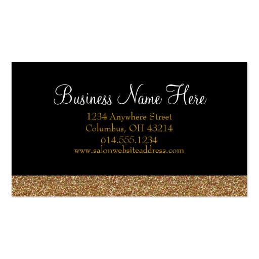 Gold Glitter Pretty Elegant Girly Business Cards (back side)
