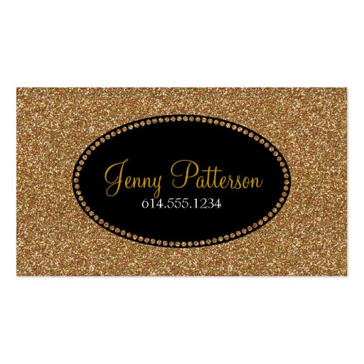 Gold Glitter Pretty Elegant Girly Business Cards (front side)