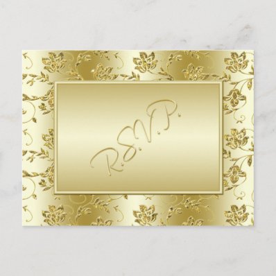 Gold Glitter RSVP Postcard (Will NOT fit with Sq.)