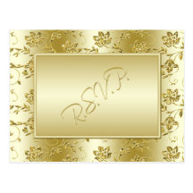 Gold Glitter RSVP Postcard (Will NOT fit with Sq.)